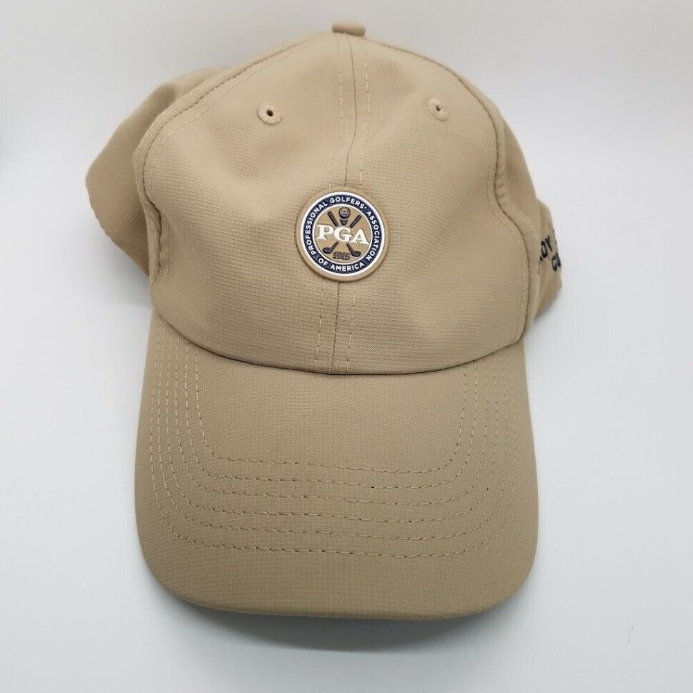 PGA Logo Golf Cap Arkansas Randy Beaver Cup Khaki Adjustable Strap Back Hat‎